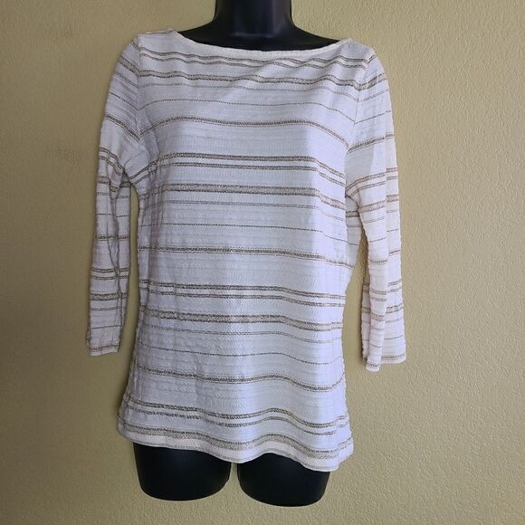 Lauren Ralph Lauren Metallic Striped Top - Picture 1 of 7